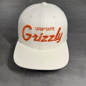 Vintage Starter Grizzly Grip Tape Hat White Orange Skate Surf 90s Y2K 7 5/8 RARE